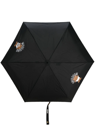 Moschino Teddy Bear-print Folded Umbrella In Black
