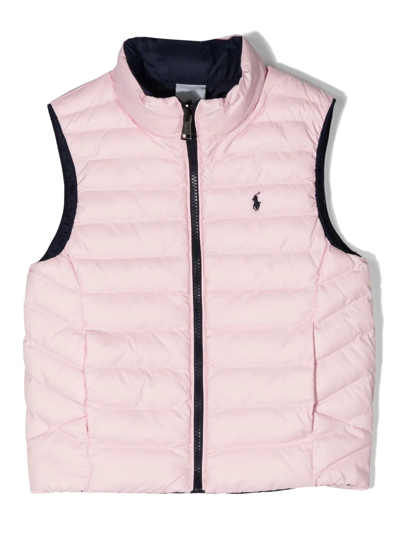 Ralph Lauren Kids' Terra Logo-embroidered Reversible Vest In Pink