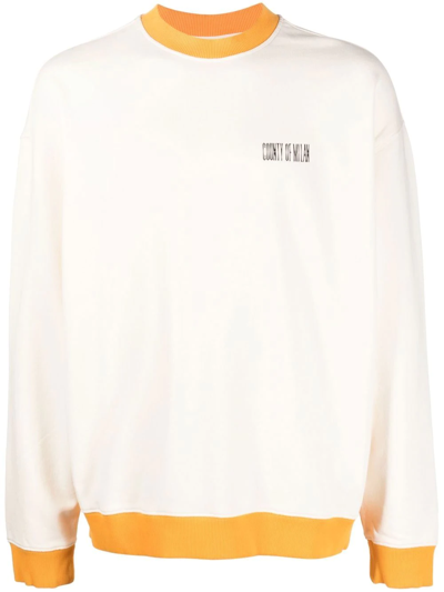 Marcelo Burlon County Of Milan Logo-print Cotton Sweatshirt In Cream