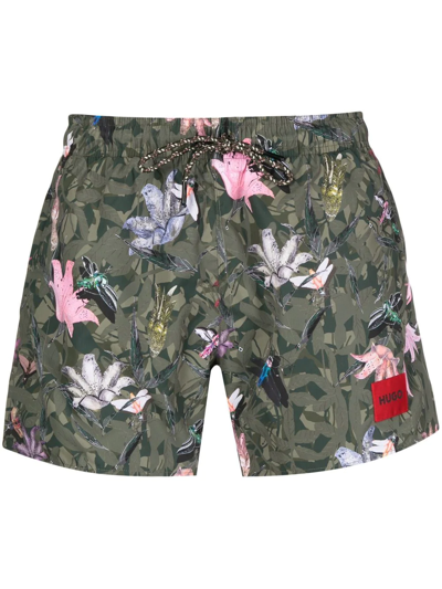 Hugo Floral-print Bermuda Shorts In Green