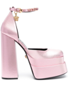 Versace Medusa Head-charm 160mm Platform Pumps In Pink