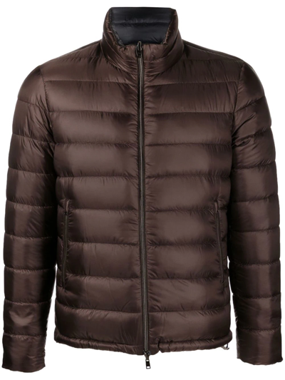 Herno Reversible Zip-up Padded Jacket In Brown