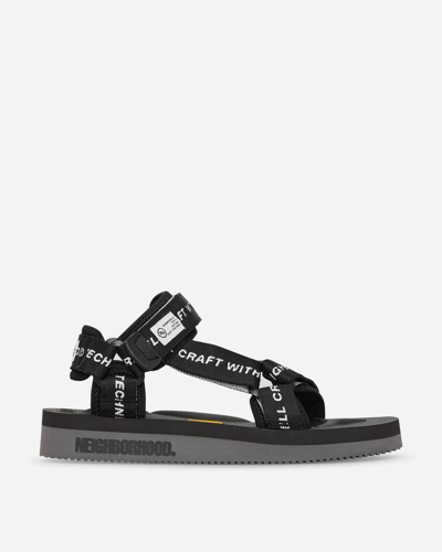 Suicoke X Neighborhood Logo-strap Sandals In Black