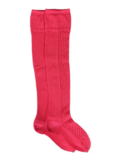 Ant45 Perforated Detail Crew Socks In Pink