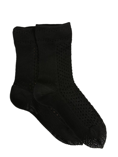 Ant45 Perforated Detail Crew Socks In Black