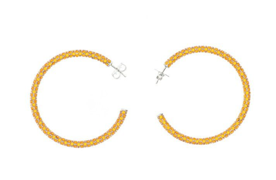 Amina Muaddi Cameron Embellished Large Hoop Earrings In Gold