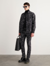 Off-white Man Black Skinny Jeans With Paint Effect Print In Black