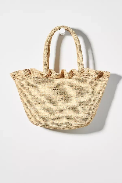 Loeffler Randall Cyrus Ruffled Raffia Tote In Beige