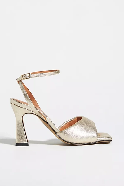 Angel Alarcon Puffy Ankle-strap Heels In Gold