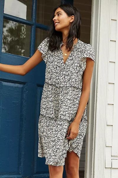 By Anthropologie Ruffle Sleeve Dress In Assorted