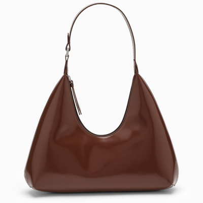 By Far Amber Chocolate-coloured Patent Leather Shoulder Bag In Brown