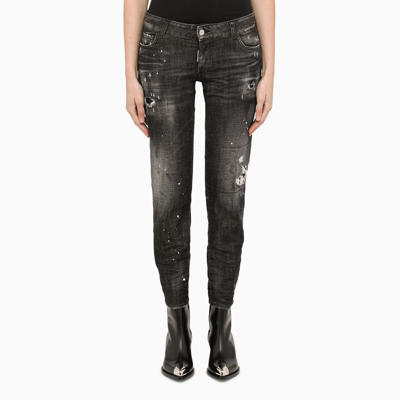Dsquared2 Grey Denim Dan Jeans In Black