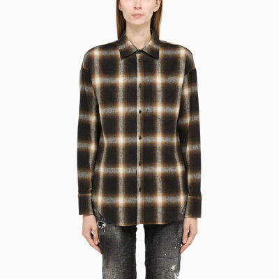 Dsquared2 Brown Cotton Check Shirt