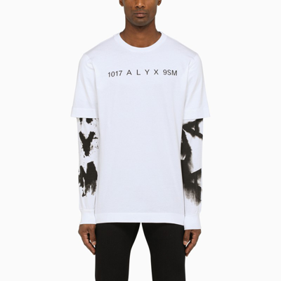 1017 A L Y X 9sm White Multi-layered Sleeve T-shirt With Prints