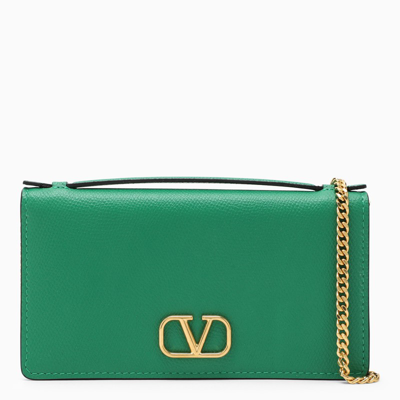 Valentino Garavani Green Grained Leather Wallet