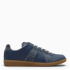 MAISON MARGIELA NAVY BLUE LEATHER REPLICA LOW-TOP SNEAKERS