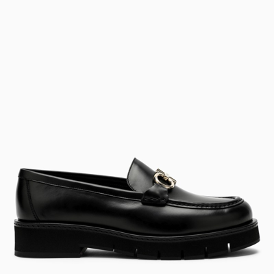Ferragamo Black Leather Loafers