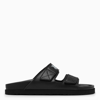 Palm Angels Black Double-strap Thong With Logo In Black