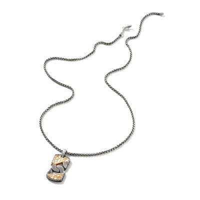 John Hardy Reticulated Dog Tag Pendant Necklace In Sterling Silver And  Bronze