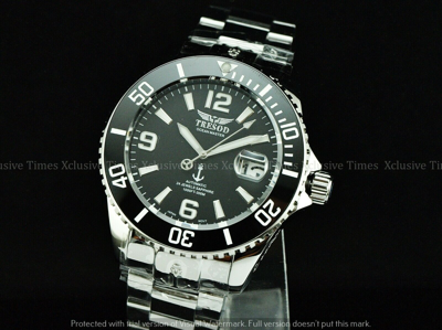 Pre-owned Tresod Men Super Luminova Ocean Master Auto Black Dial Sapphire Crystal Ss Watch