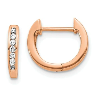 Pre-owned Jewelry 14k Rose Gold Polished Diamond Hinged Hoop Earrings