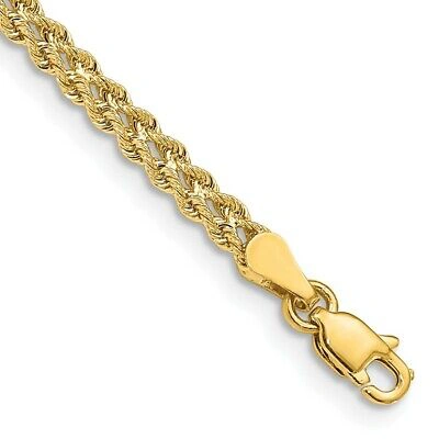 Pre-owned Samajewelers Real 14kt Yellow Gold 3.0mm Wide Double Strand Rope Chain Bracelet; 8 Inch