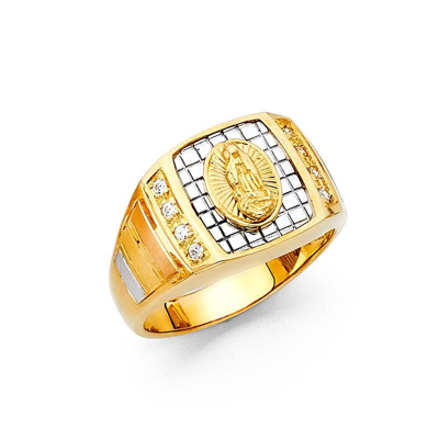 Pre-owned Td Collections Gold - 14k Two Tone Gold Cubic Zirconia Men's Ring In Multicolor