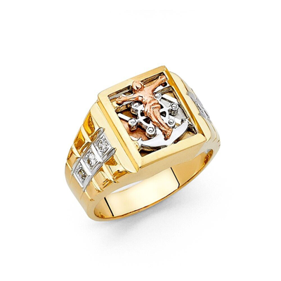 Pre-owned Td Collections Gold - 14k Tri Color Cubic Zirconia Men S Ring In Multicolor