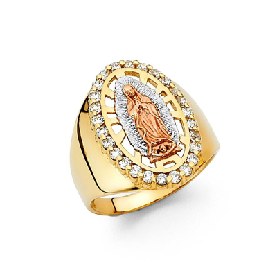 Pre-owned Td Collections Gold - 14k Tri Color Gold Cubic Zirconia Men's Ring In Multicolor