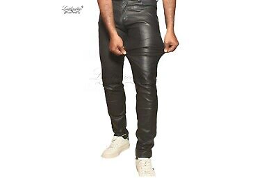 Pre-owned Leatheredstar Black Stretchable Leather Super Skintight Skinny Leather Jeans Pants Tube