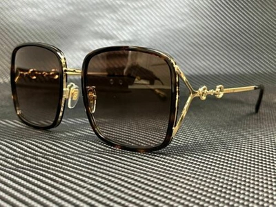 Pre-owned Gucci Gg1016sk 003 Havana Square 58 Mm Women's Sunglasses