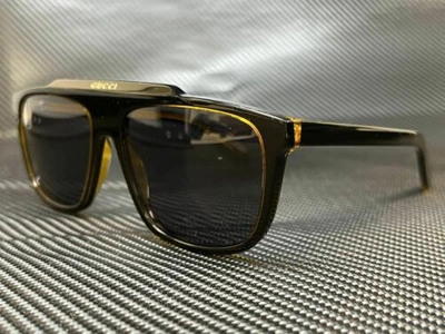 Pre-owned Gucci Gg1039s 001 Black/yellow Round 58 Mm Men's Sunglasses In Gray