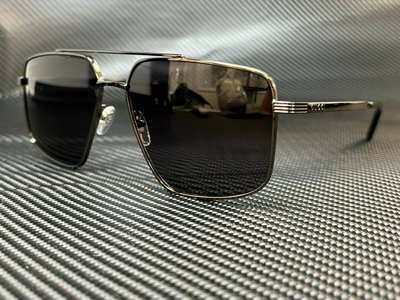 Pre-owned Gucci Gg0941s 001 Ruthenium Rectangle 60 Mm Men's Sunglasses In Gray