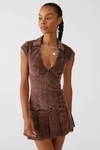urban outfitters jazzy corduroy mini dress in brown Magdalene Corduroy Button Down Mini Dress | Chocolate | Womens main image 0