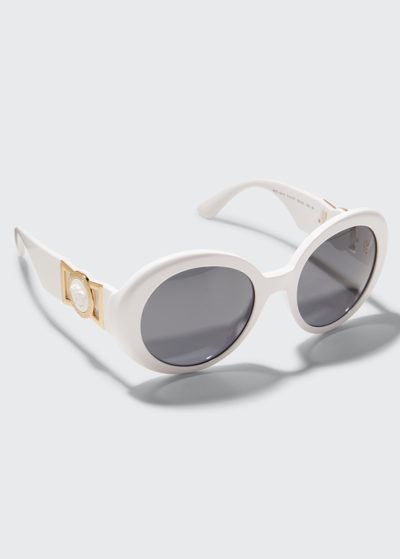 Versace Medusa Round Acetate Sunglasses In White