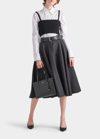Prada Belted Nylon Gabardine A-line Midi Skirt In F0308 Antracite