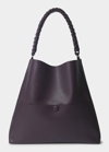 Callista Slim Leather Tote Bag W/ Zip Pouch In Plum