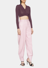 Loewe Lambskin Leather Balloon Trousers In Light Pink