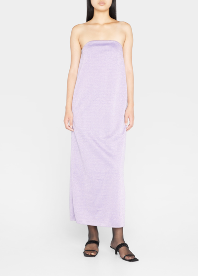 Tibi Haze Sparkly Strapless Maxi Dress In Lavender Multi