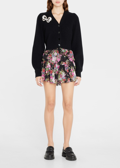 Loveshackfancy Tiered-ruffle Floral Mini Skirt In Multi