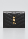 Saint Laurent Ysl Monogram Grain De Poudre Flap Card Case In 9830 Vint Peac