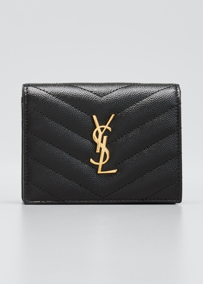 Saint Laurent Ysl Monogram Grain De Poudre Flap Card Case In 9830 Vint Peac