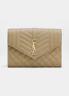 Saint Laurent Ysl Monogram Quilted Envelope Clutch Bag In 2826 Greyish Brow
