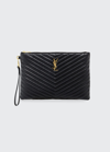 Saint Laurent Monogram Ysl Quilted Wristlet Pouch Bag In 2346 Taupe