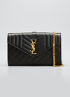 Saint Laurent Ysl Tri-quilted Wallet On Chain In 2826 Greyish Brow