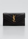 Saint Laurent Monogramme Small Grain De Poudre Ysl Envelope Wallet In 2346 Taupe