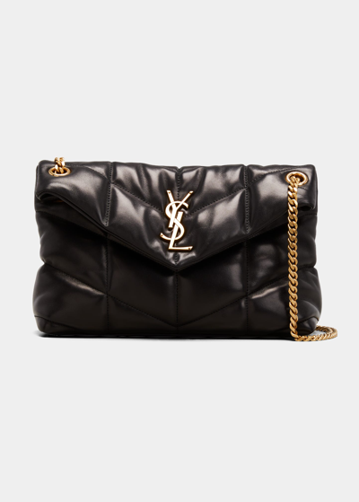 Saint Laurent Puffer Small Ysl Logo Quilted Leather Bag In 9141 Avorio
