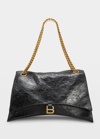 BALENCIAGA CRUSH LARGE CRINKLED LEATHER CHAIN SHOULDER BAG