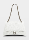 Balenciaga Crush Medium Quilted Chain Shoulder Bag In Optic White