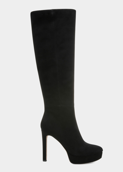 Veronica Beard Dali Suede High-heel Boots In Black